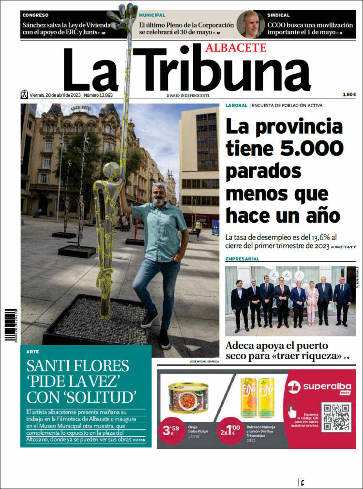 Portada de La Tribuna de Albacete (Espa&ntilde;a)
