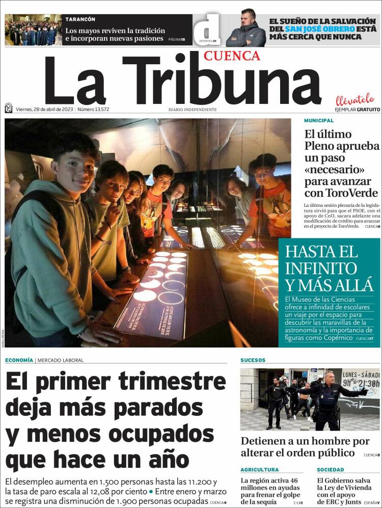 Portada de La Tribuna de Cuenca (Espa&ntilde;a)