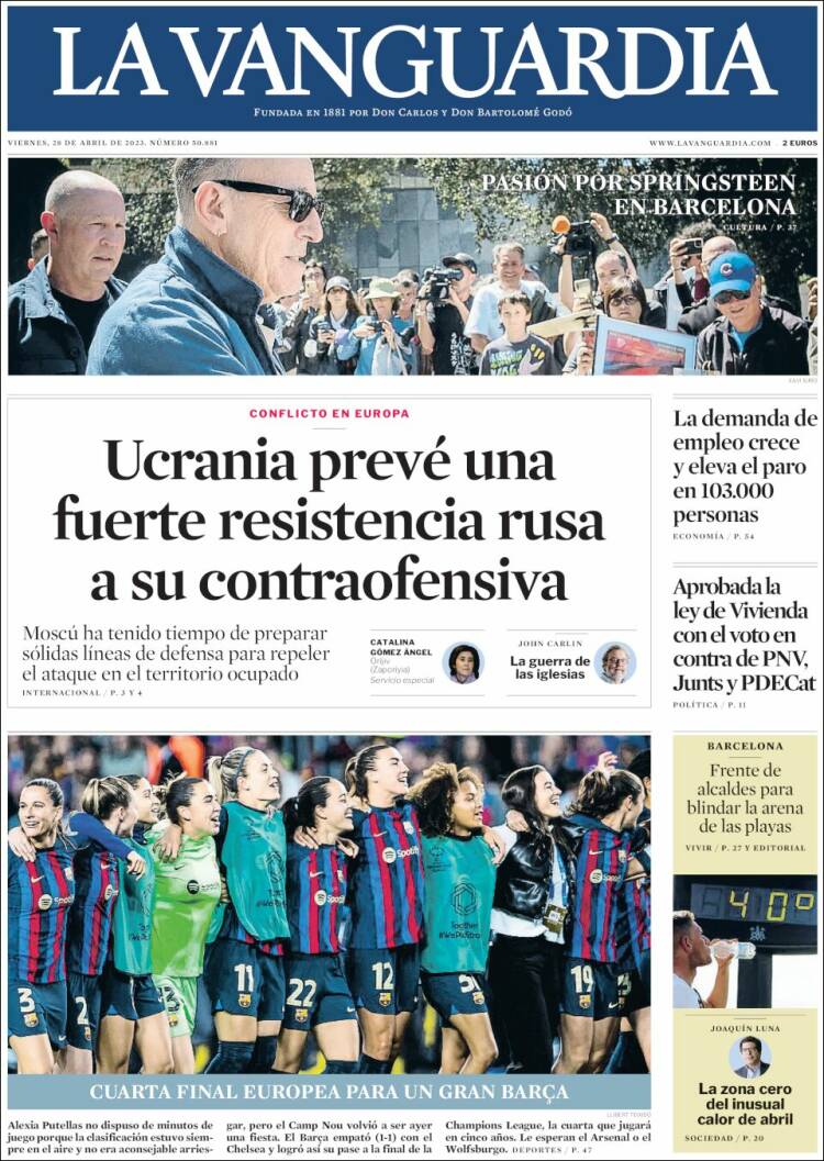 Portada de La Vanguardia (Espa&ntilde;a)