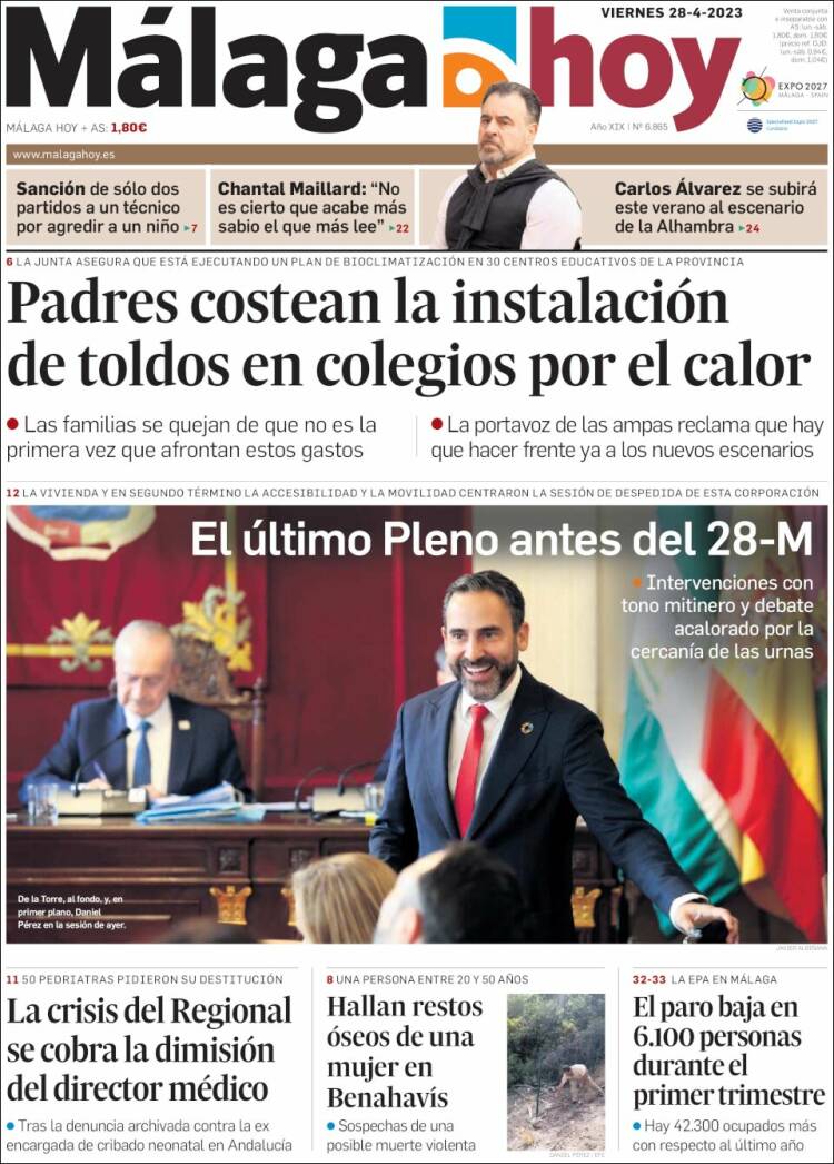 Portada de Málaga Hoy (Espa&ntilde;a)