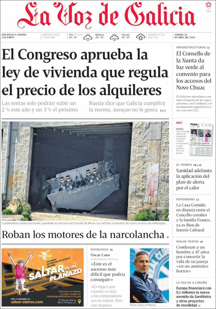 Portada de La Voz de Galicia (Espa&ntilde;a)