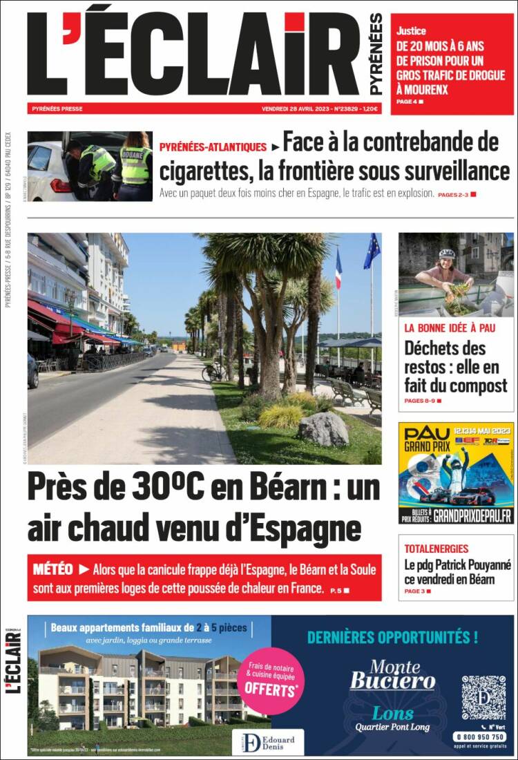 Portada de L'Eclair des Pyrénées (Francia)