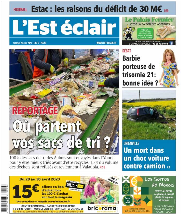 Portada de L'Est Eclair (Francia)