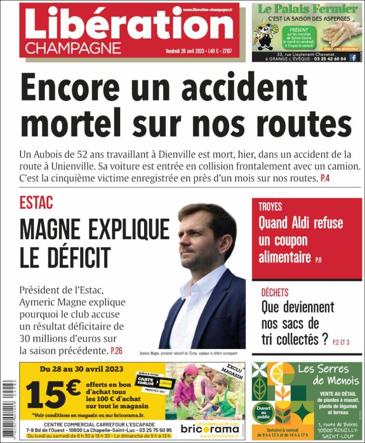 Portada de Libération Champagne (Francia)