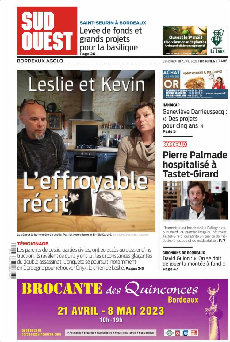 Portada de Sud Ouest (Francia)