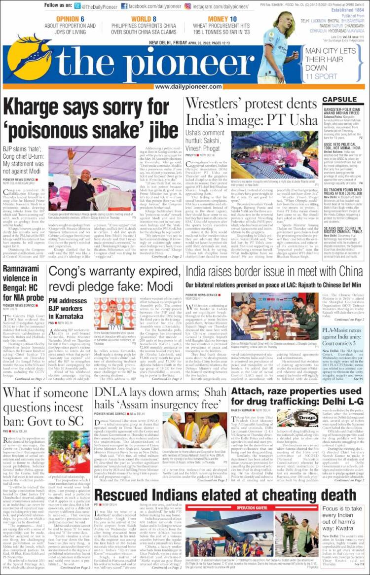 Portada de The Pioneer (India)