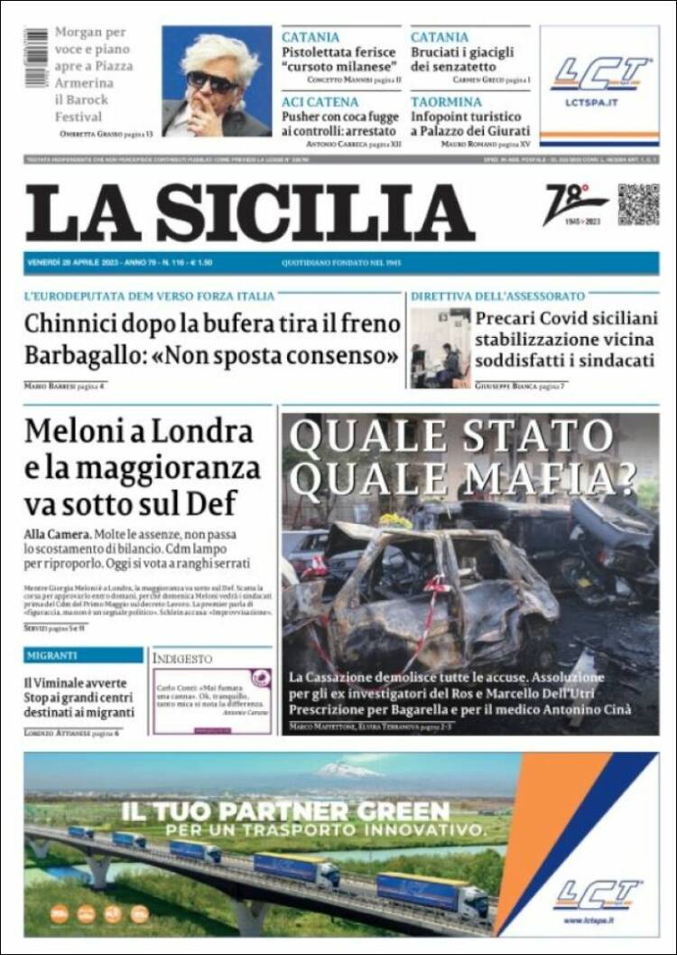 Portada de La Sicilia (Italy)