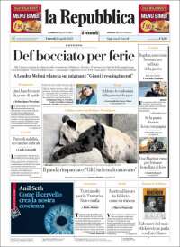 Portada de La Repubblica (Italy)