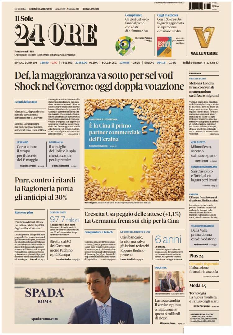 Portada de Il Sole 24 ORE (Italy)