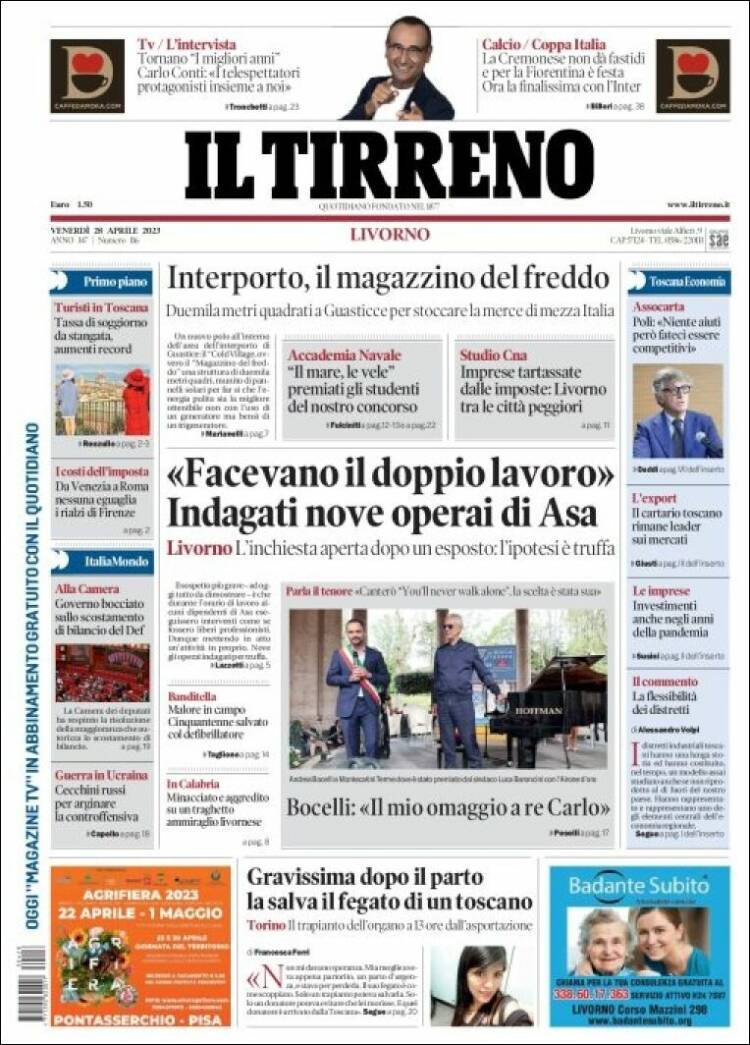 Portada de Il Tirreno (Italy)