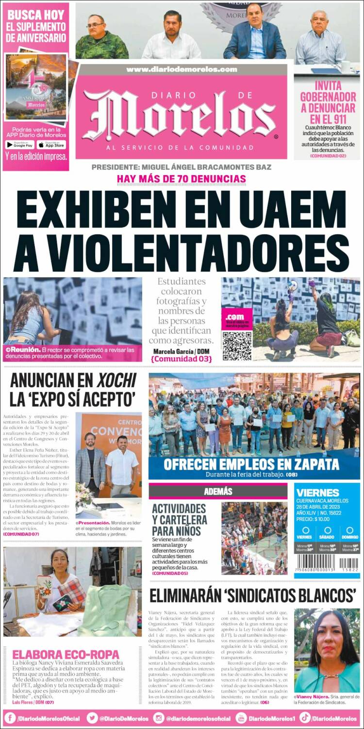Portada de Diario de Morelos (México)