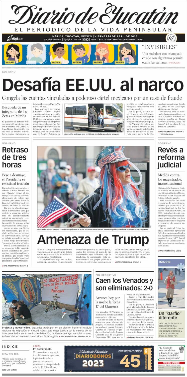 Portada de Diario de Yucatán (México)
