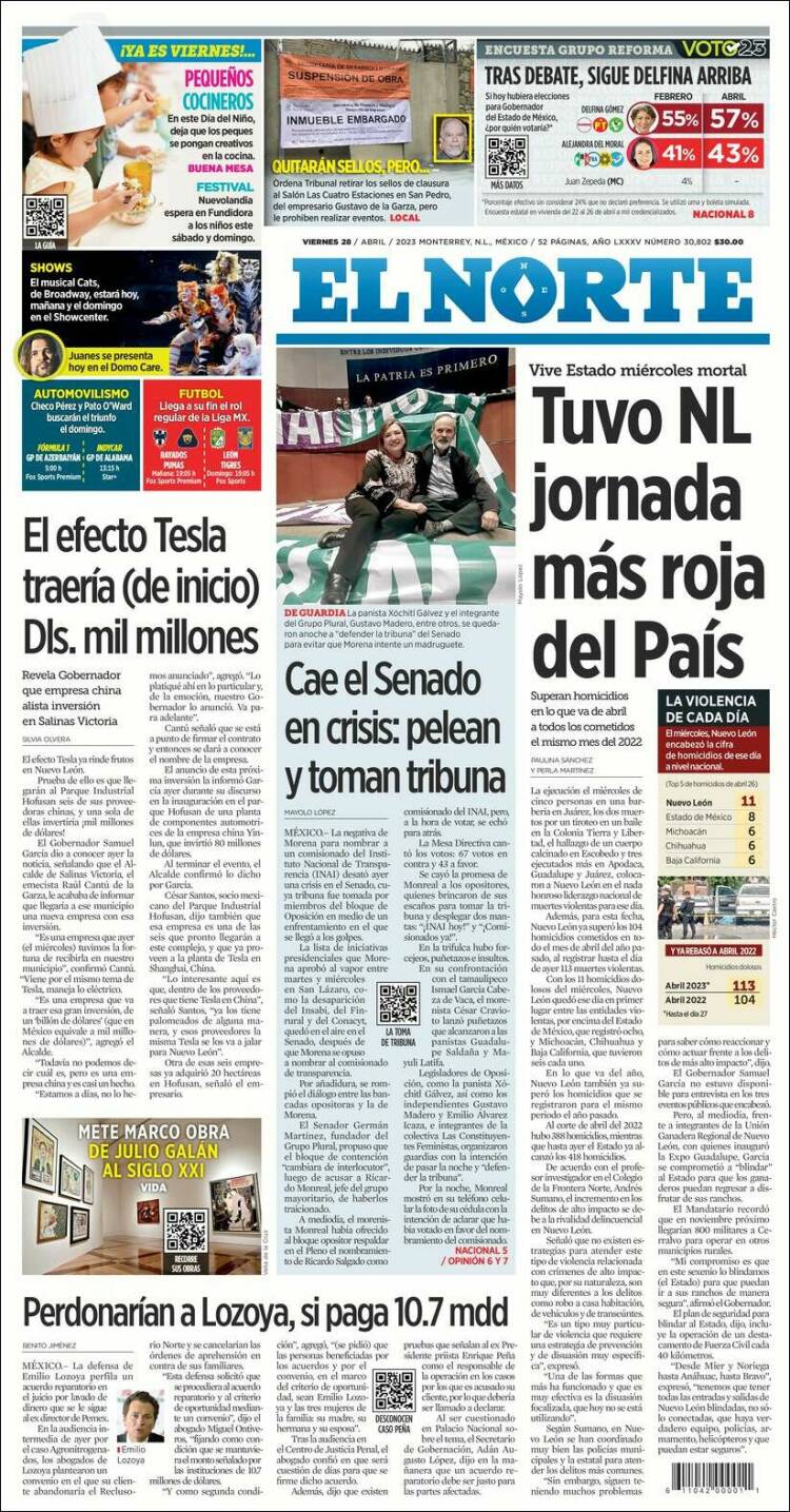 Portada de El Norte (México)