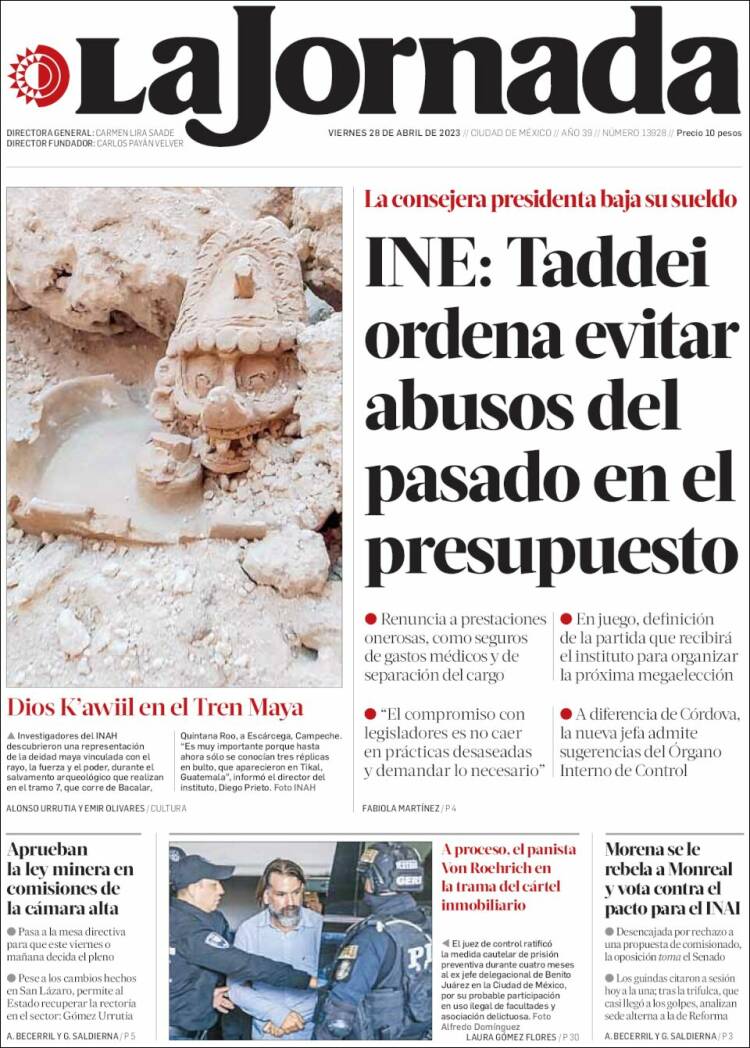 Portada de La Jornada (México)