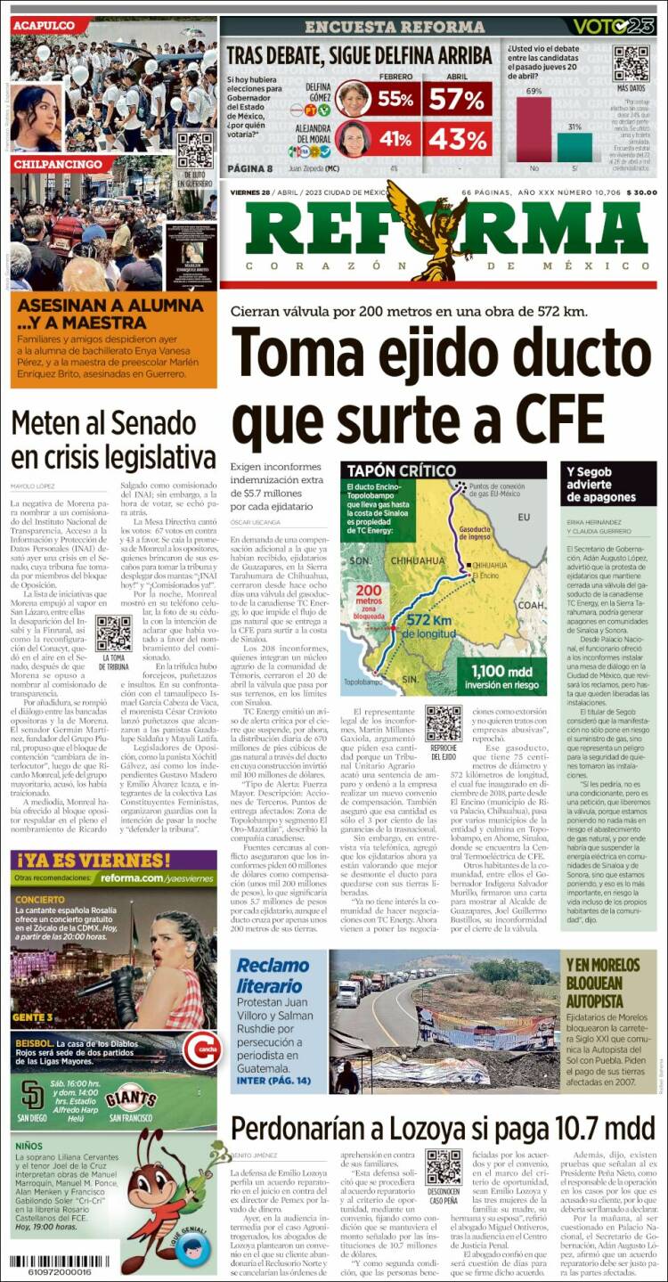 Portada de Reforma (México)