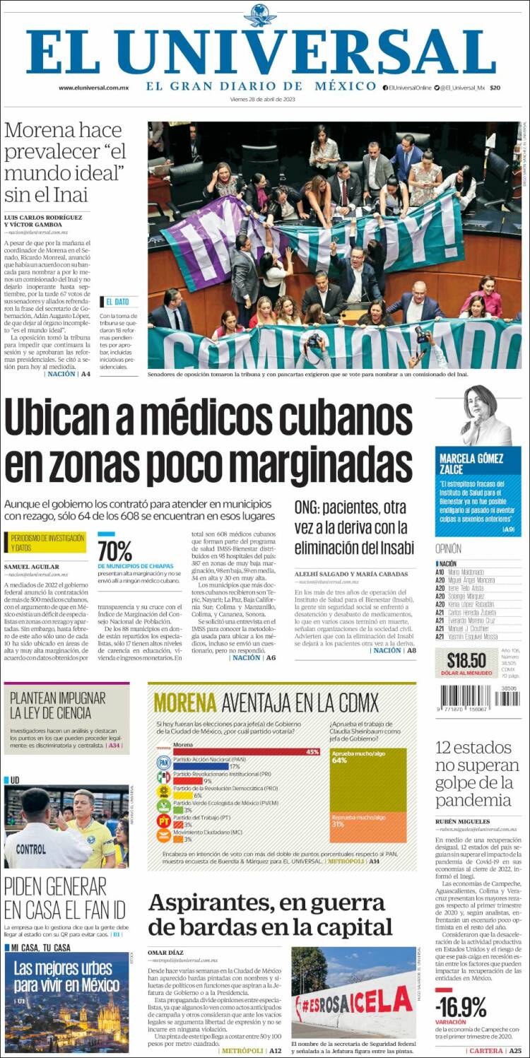 Portada de El Universal (México)