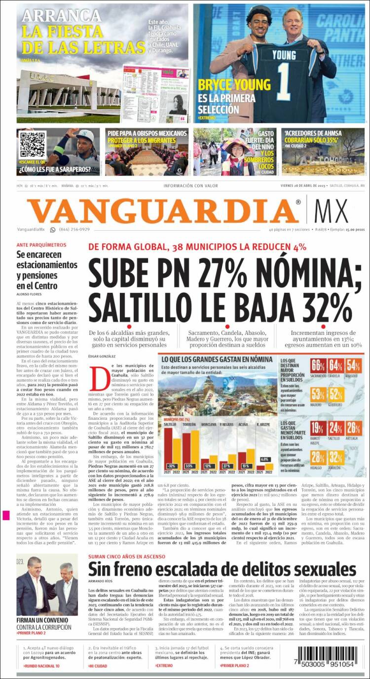 Portada de Vanguardia (México)