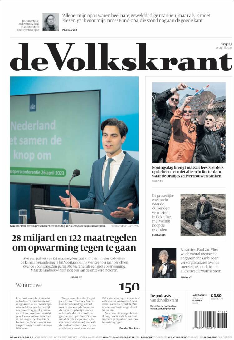 Portada de De Volkskrant (Netherlands)