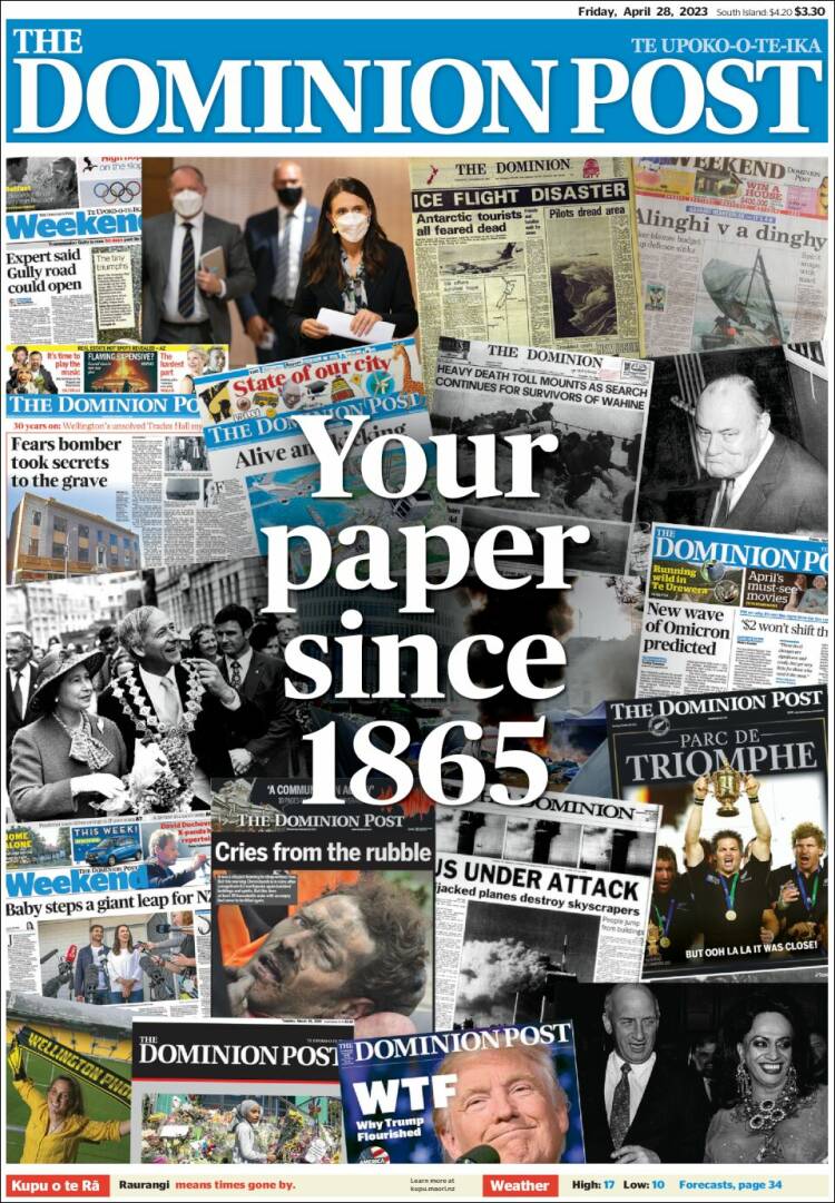 Portada de The Dominion Post (Nueva Zelanda)