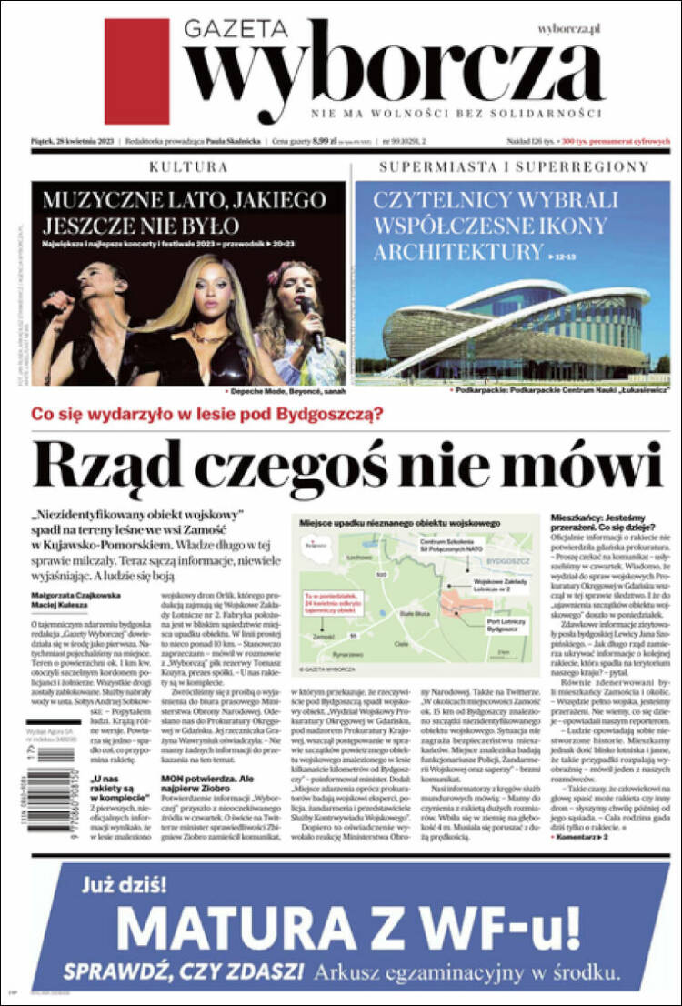 Portada de Gazeta Wyborcza (Polonia)