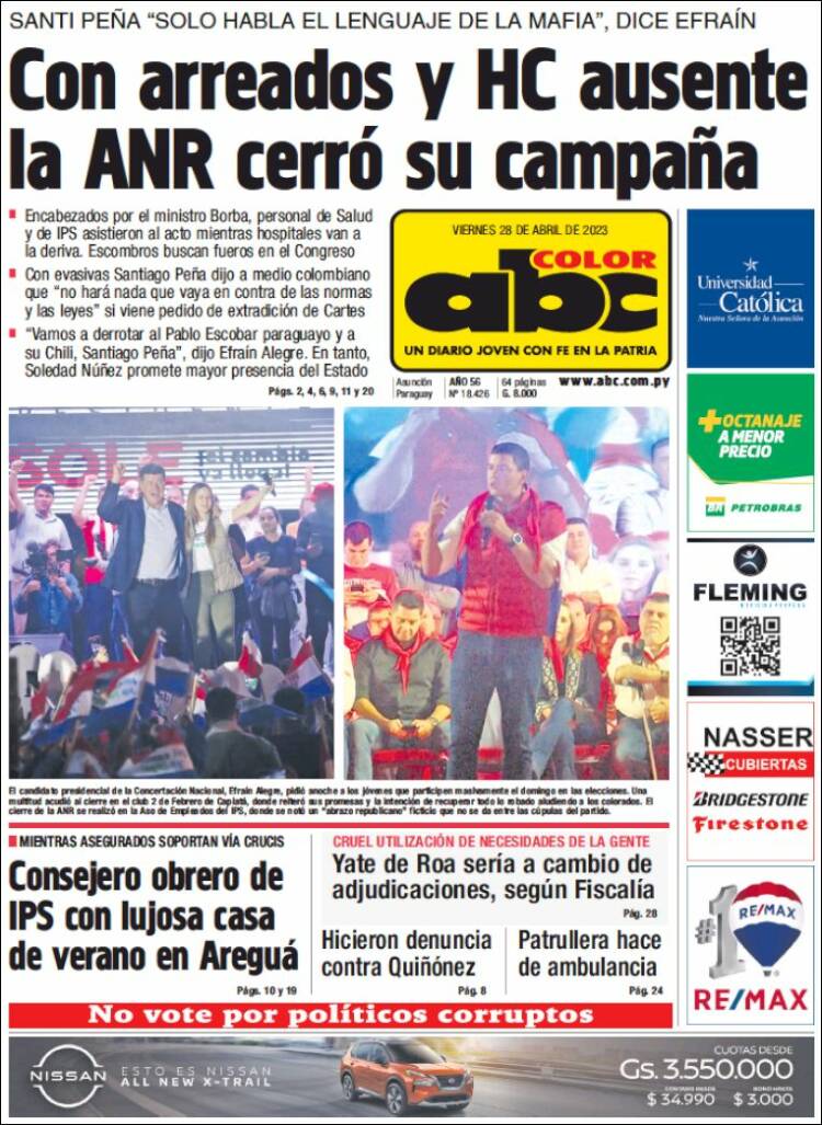 Portada de ABC Color (Paraguay)