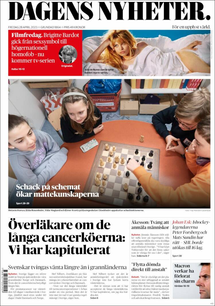 Portada de Dagens Nyheter (Suecia)
