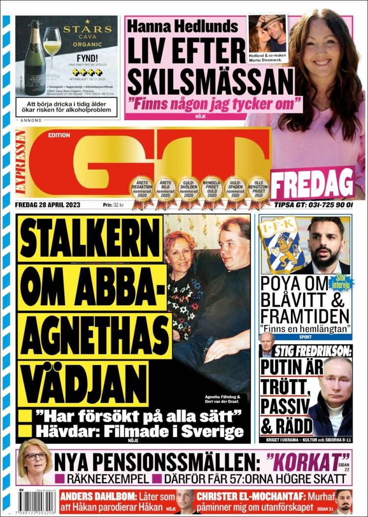 Portada de Göteborgstidningen (Suecia)