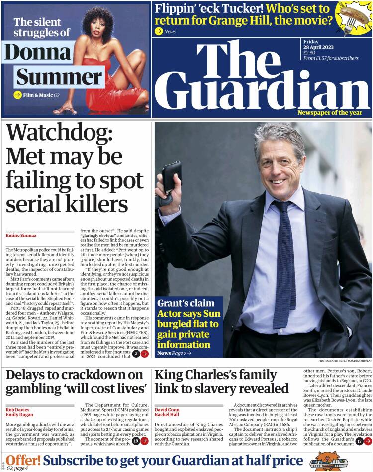 Portada de The Guardian (Reino Unido)