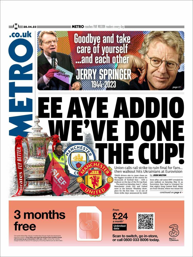 Portada de Metro (Reino Unido)