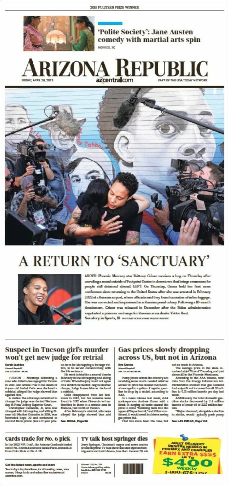 Portada de Arizona Republic News (USA)