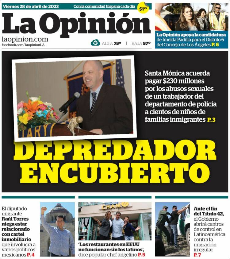 Portada de La Opinión (USA)