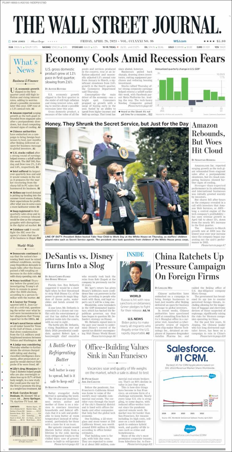 Portada de Wall Street Journal (USA)