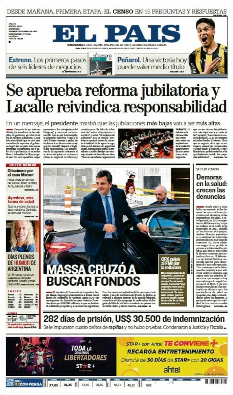 Portada de El País (Uruguay)