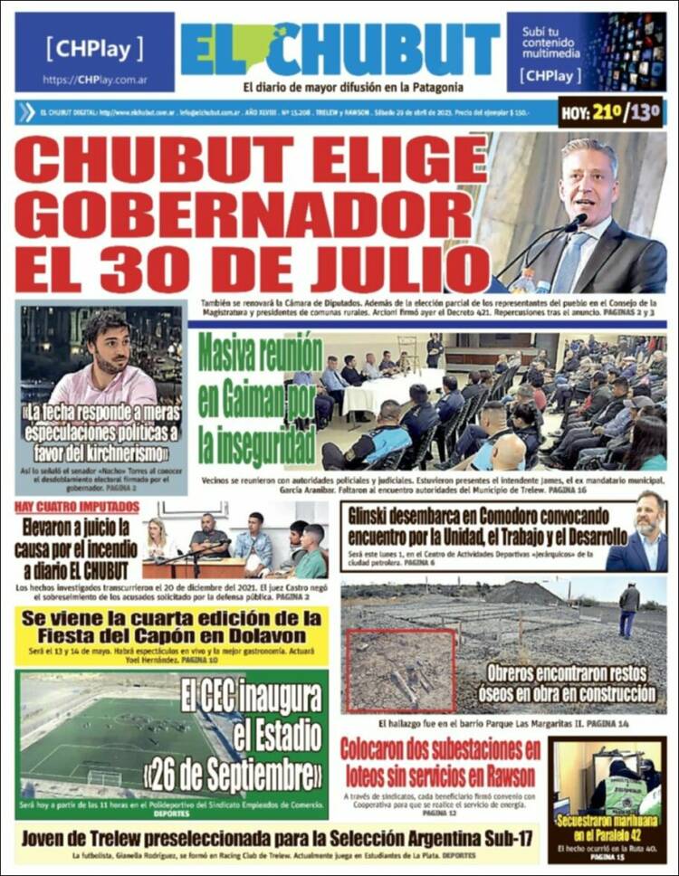 Portada de El Chubut (Argentina)