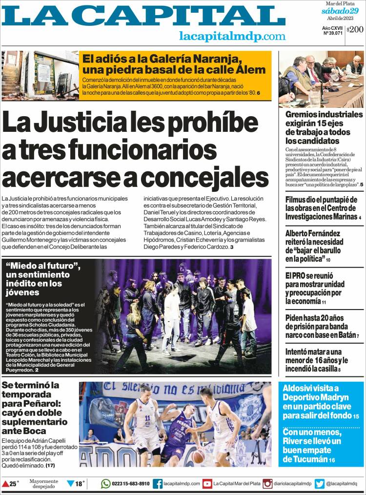 Portada de Diario La Capital - Mar del Plata (Argentina)