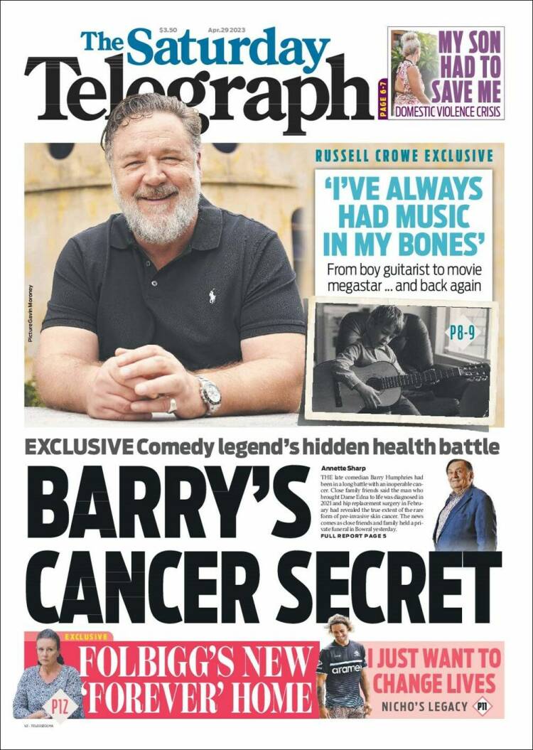 Portada de The Daily Telegraph (Australie)