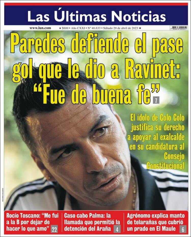 Portada de Las Últimas Noticias (Chile)