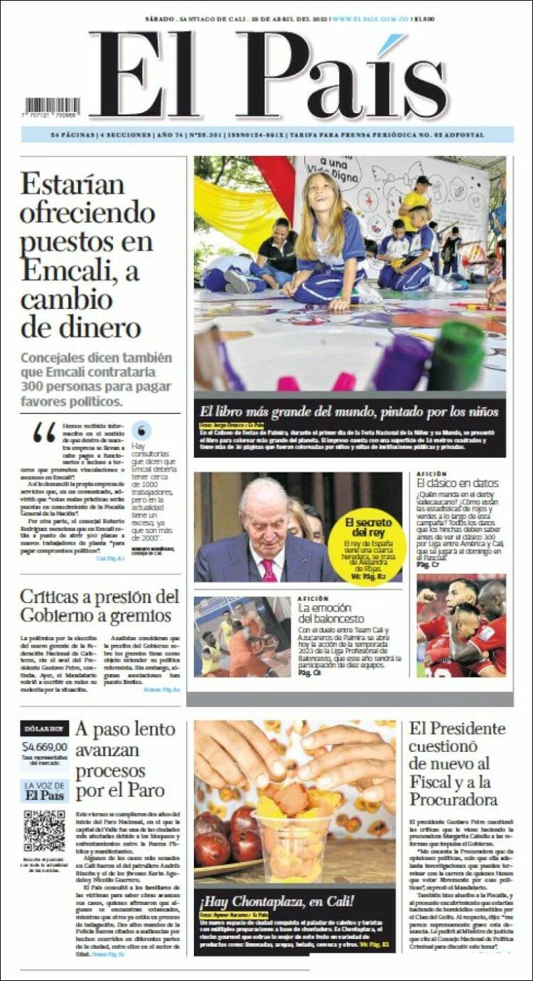 Portada de El País - Cali (Colombia)
