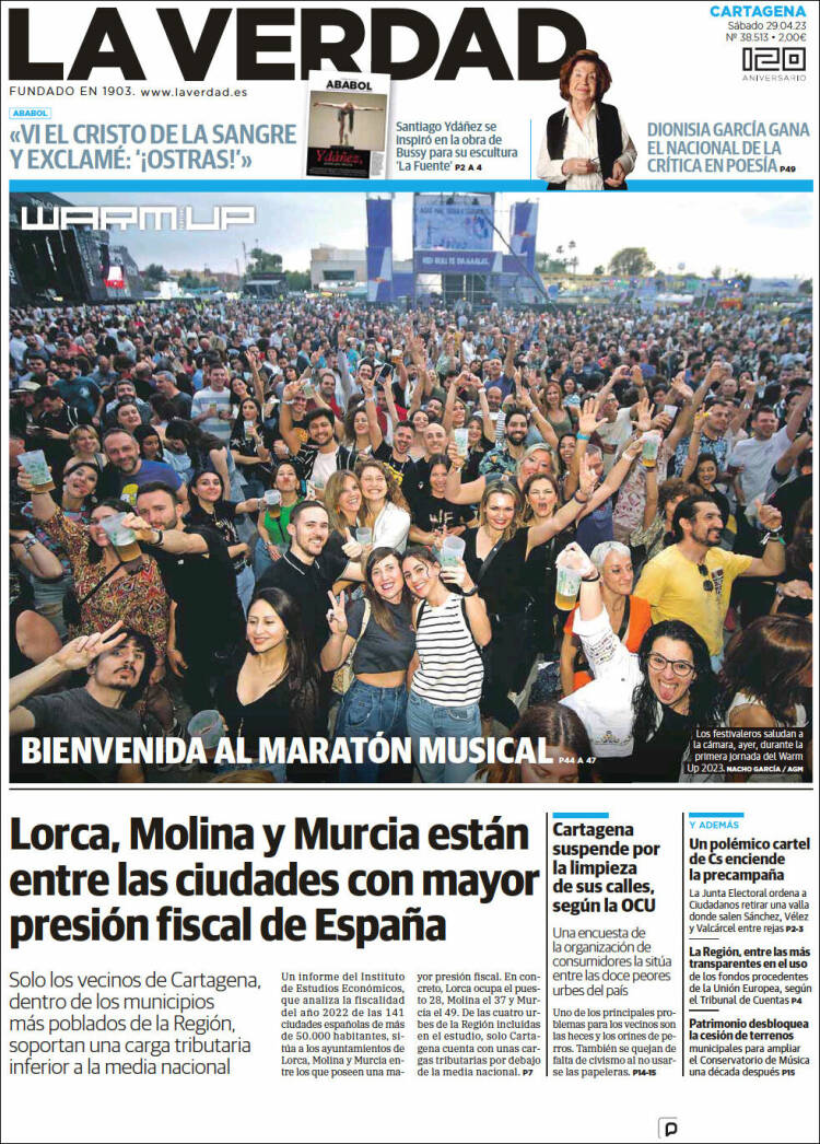 Portada de La Verdad de Cartagena (Espa&ntilde;a)