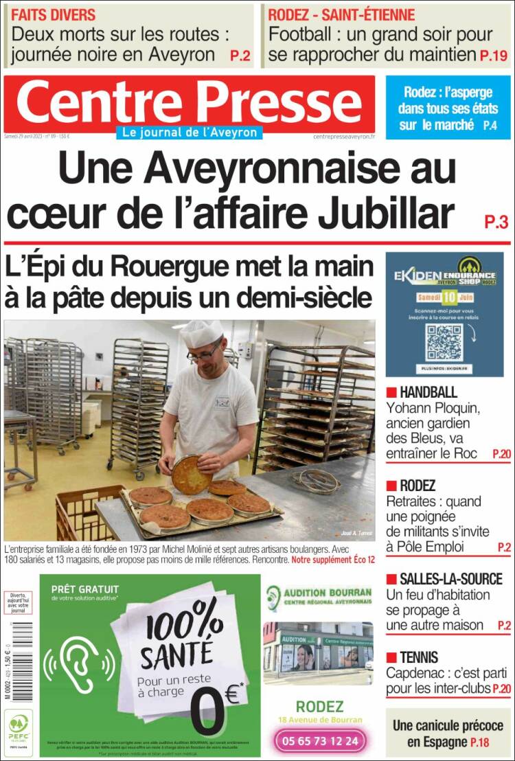 Portada de Centre Presse (Francia)