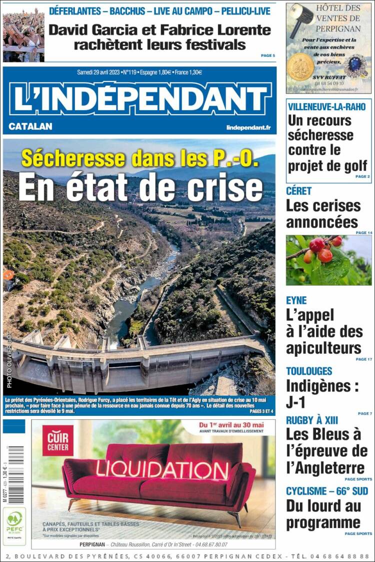 Portada de Le Indépendant (Francia)