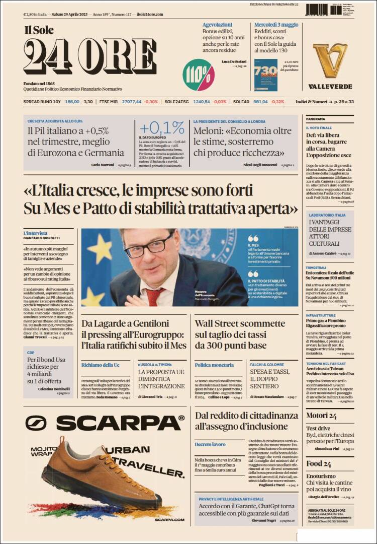 Portada de Il Sole 24 ORE (Italia)