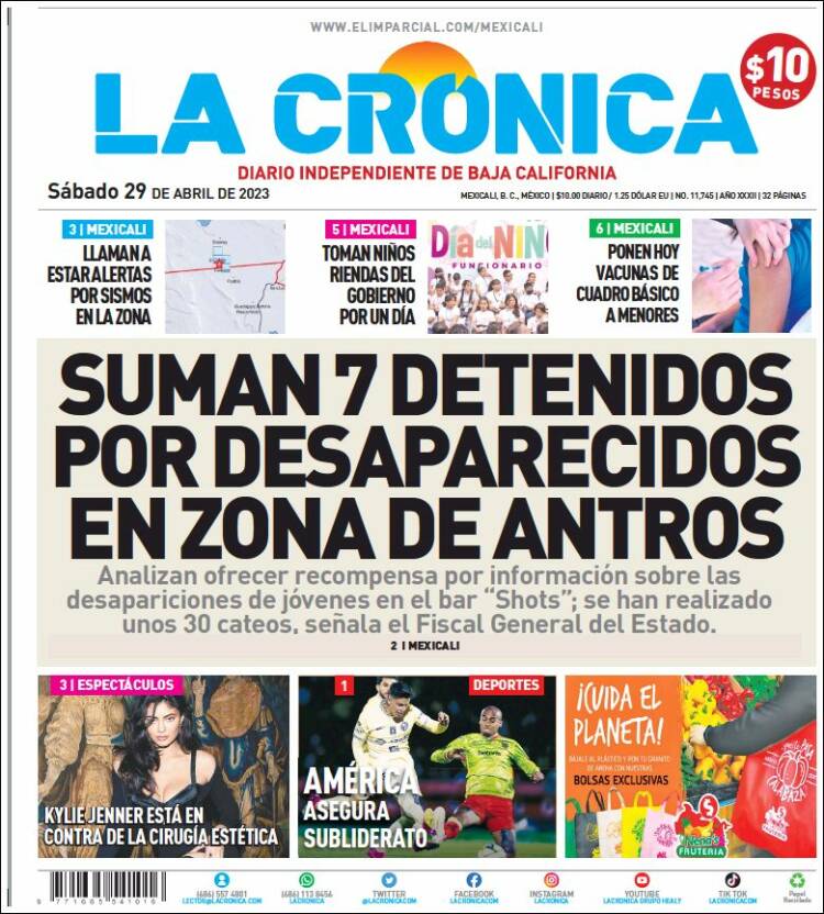 Portada de La Crónica de Baja California (México)