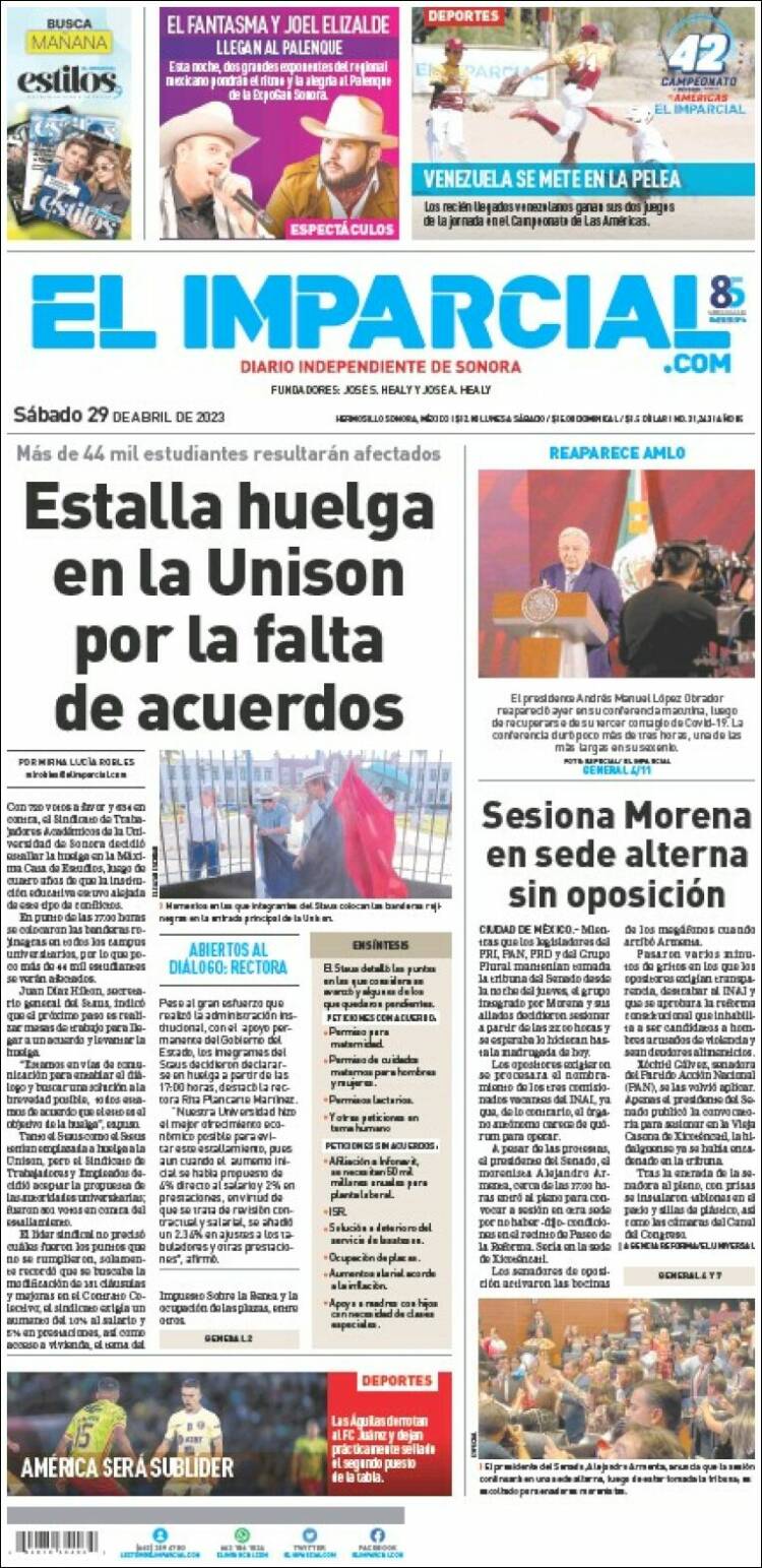 Portada de El Imparcial (México)