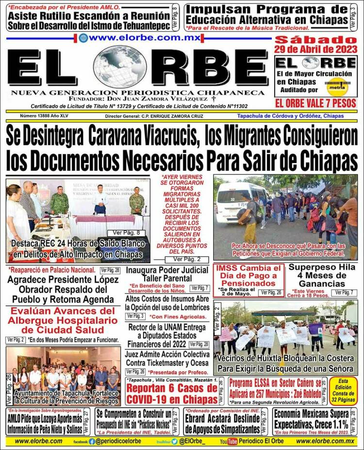 Portada de El Orbe (México)