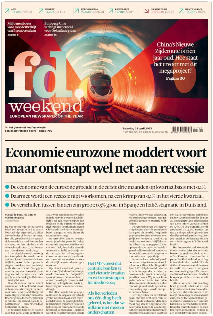 Portada de Het Financieele Dagblad (Pa&iacute;ses Bajos)