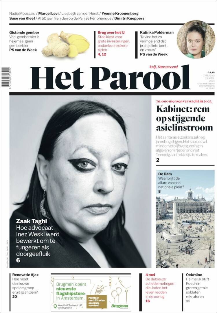 Portada de Het Parool (Pa&iacute;ses Bajos)