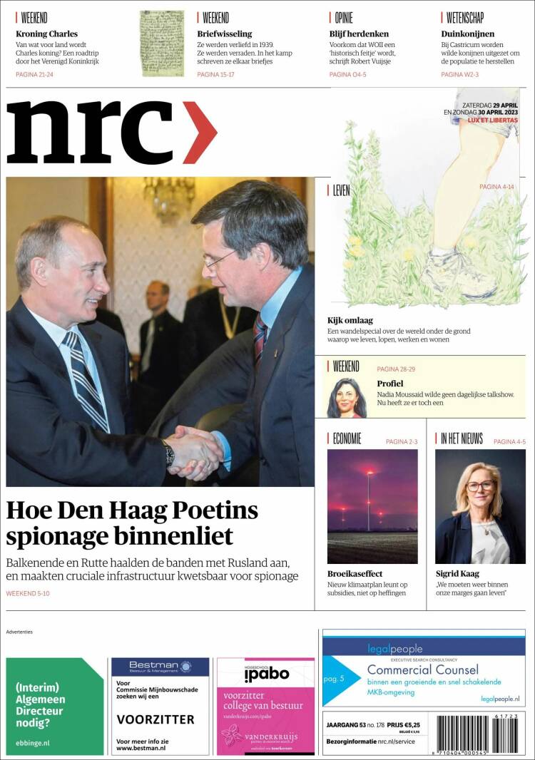 Portada de NRC Handelsblad (Pa&iacute;ses Bajos)