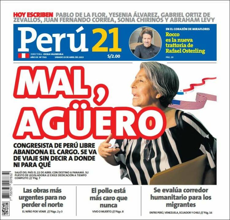 Portada de Perú 21 (Per&uacute;)