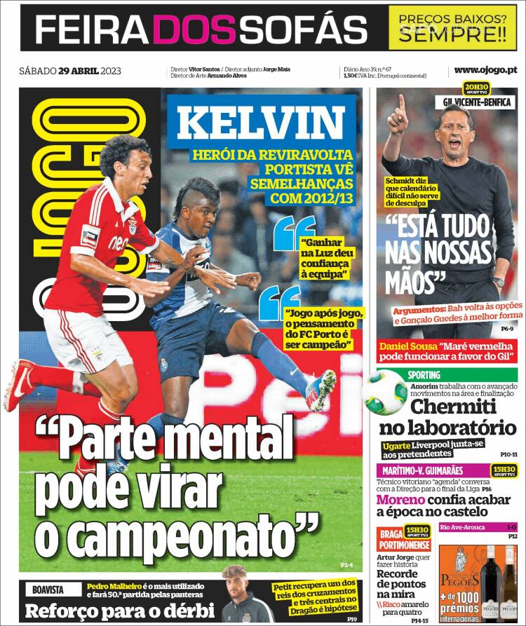 Portada de O Jogo (Portugal)